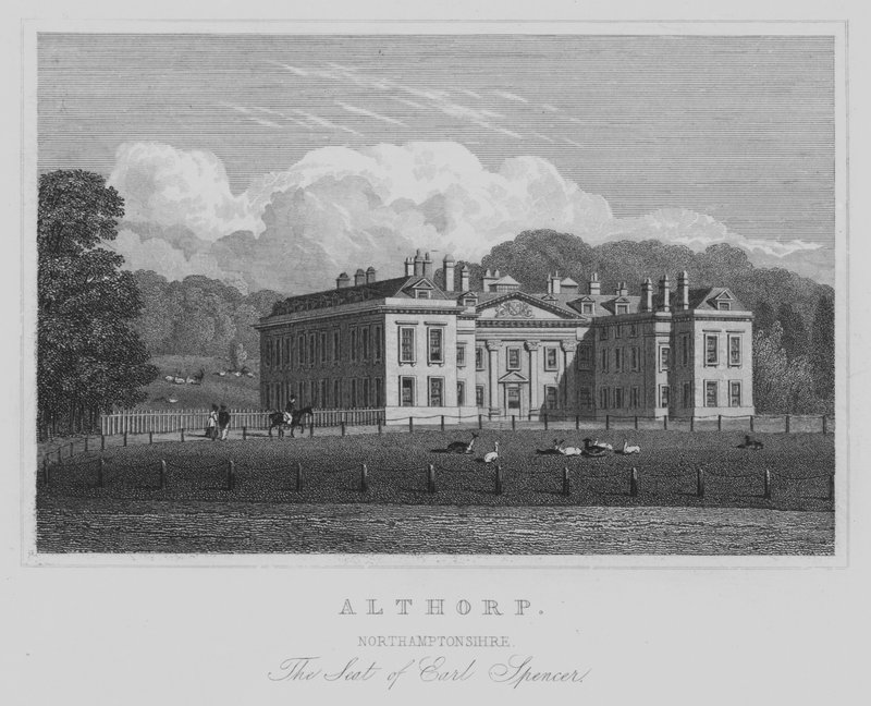Althorp, Northamptonshire, Earl Spencers sæde (gravering) af English School