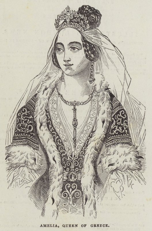 Amelia, dronning af Grækenland (gravering) af English School