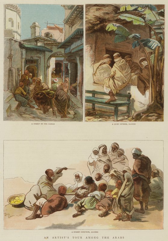 En kunstnertur blandt araberne (farvegravering) af English School