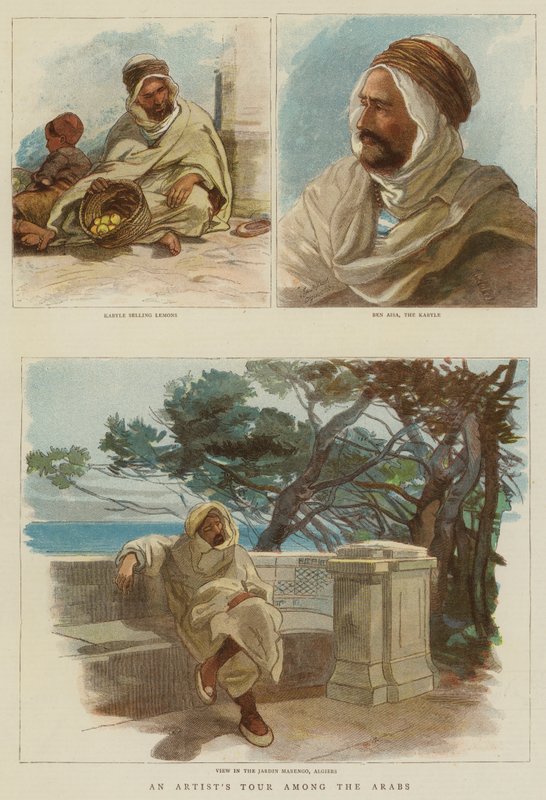 En kunstnertur blandt araberne (farvegravering) af English School