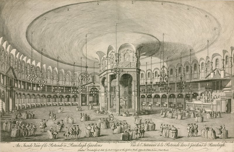 Et indvendigt billede af Rotunda i Ranelagh Gardens, London af English School