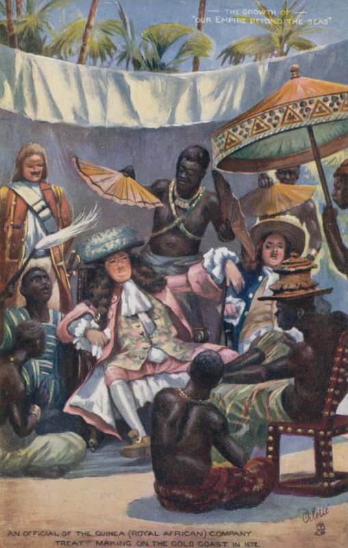 En embedsmand fra Guinea (Royal African) Company indgår traktat på Guldkysten i 1672 af English School
