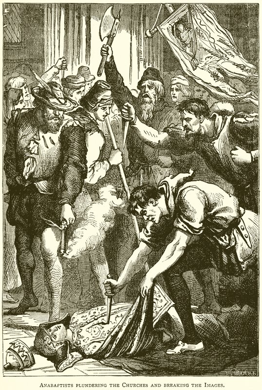 Anabaptister plyndrer kirkerne og bryder billederne af English School