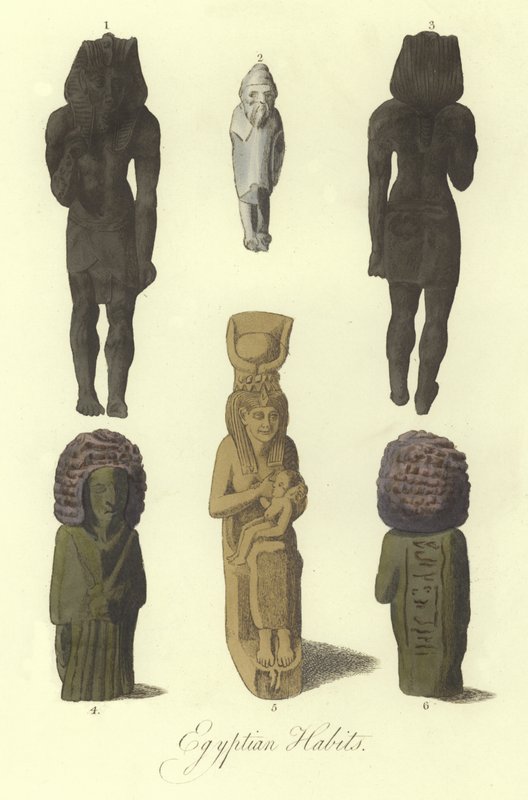 Gamle egyptiske statuer eller figurer af English School