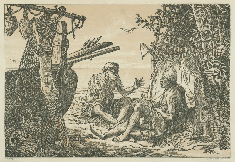 Gamle græske fiskere (litografi) af English School