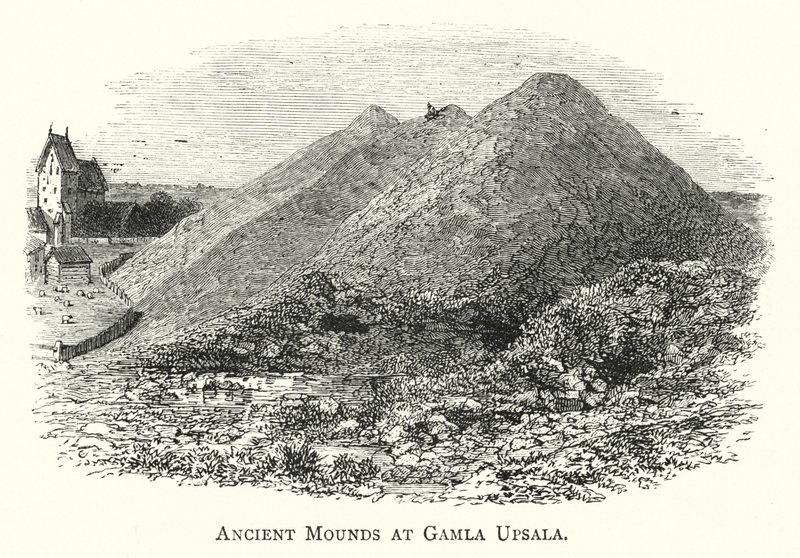 Gamle høje ved Gamla Upsala (gravering) af English School