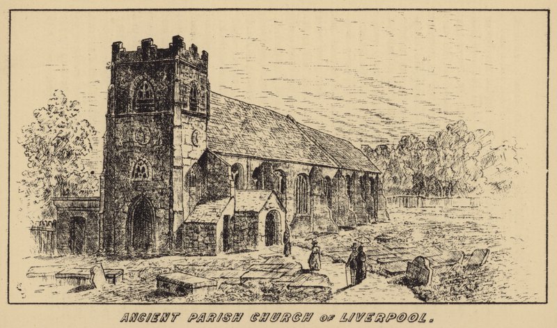 Ancient Parish Church of Liverpool (gravering) af English School