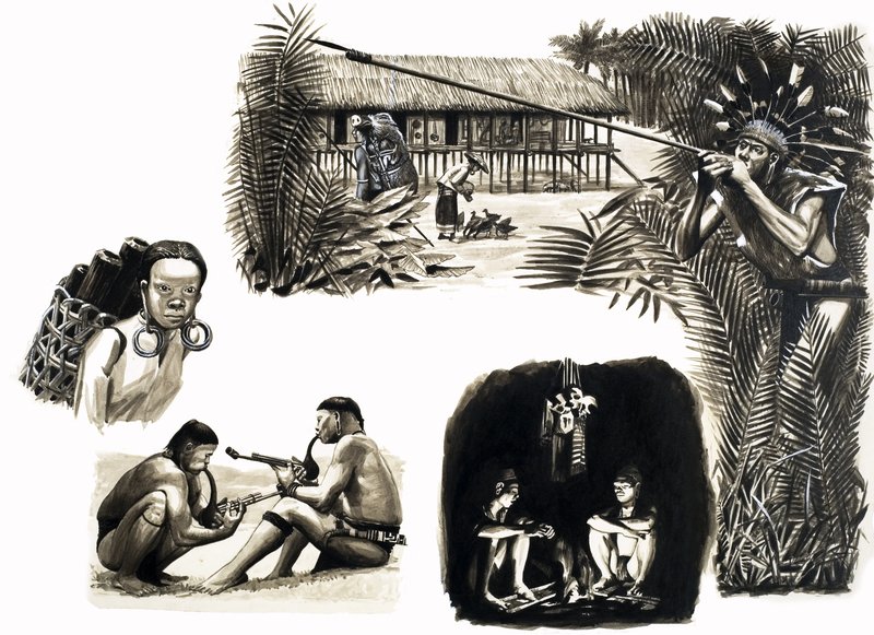 Ancient Peoples of the World: Blowpipe Hunters of Borneo af English School