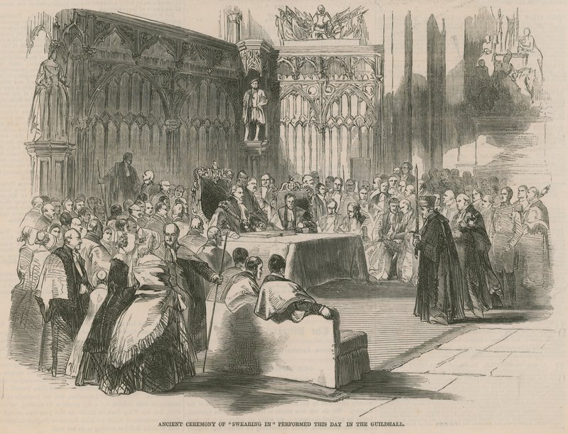 Gammel ceremoni med aflæggelse af ed udført i Guildhall af English School