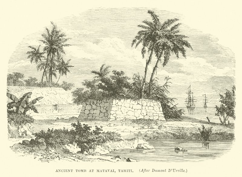 Gammel grav i Matavai, Tahiti, efter Dumont DUrville af English School