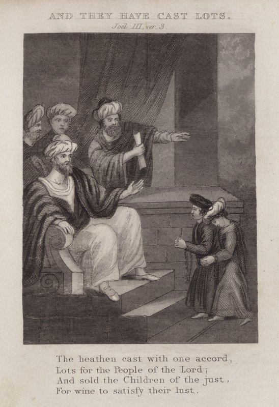 Og de har kastet lod, Joel III, ver 3 (gravering) af English School