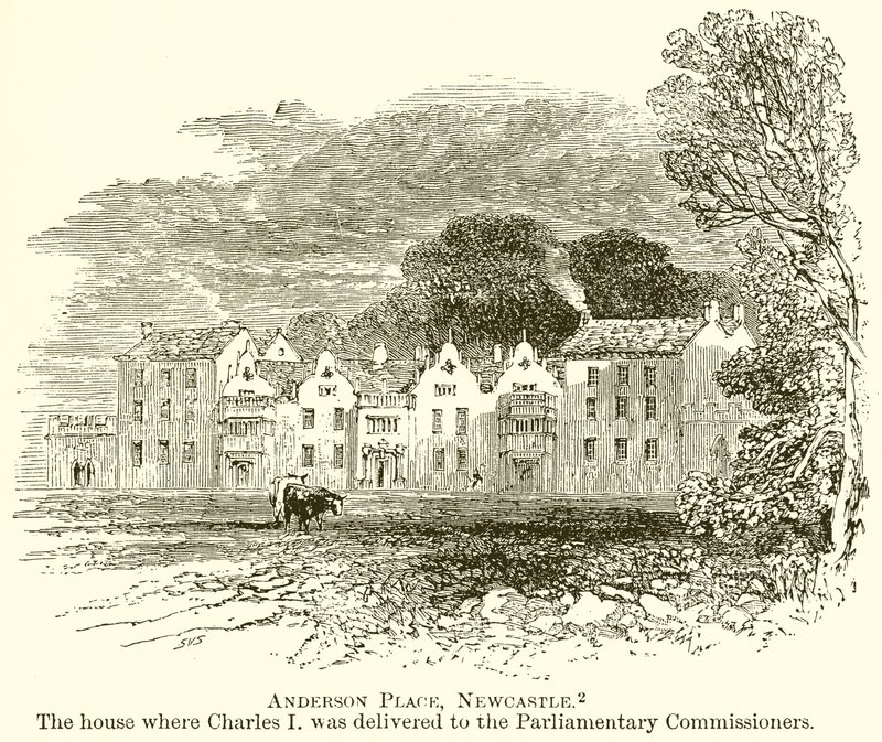 Anderson Place, Newcastle. Huset, hvor Charles I blev leveret til de parlamentariske kommissærer af English School