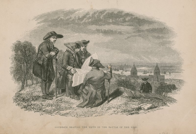 Anderson læste nyheden om slaget ved Nilen; illustration fra Poor Jack af Frederick Marryat af English School