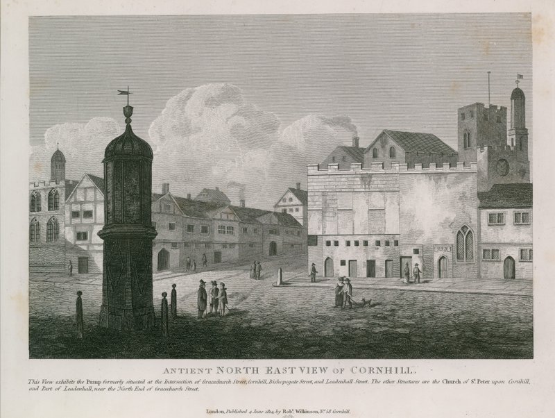 Gammel nordøst udsigt over Cornhill af English School