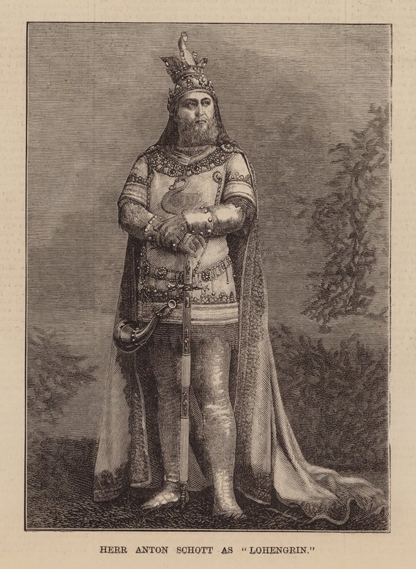 Anton Schott som Lohengrin (kobberstik) af English School