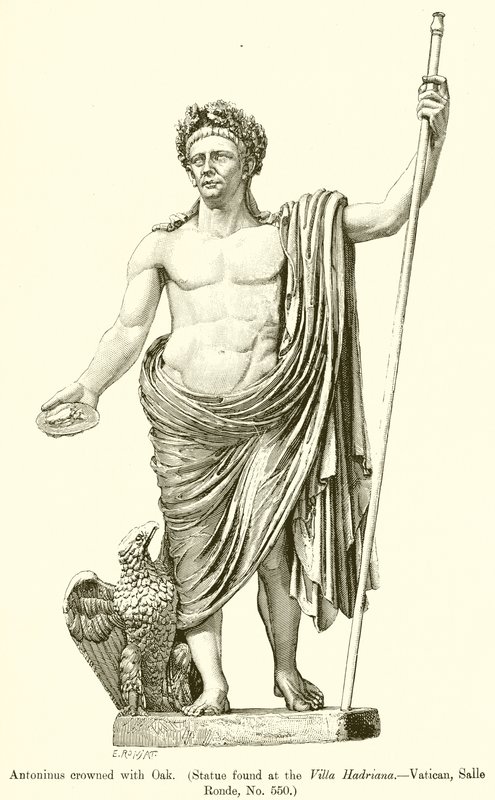 Antoninus kronet med eg. (Statue fundet ved Villa Hadriana.--Vatikanet, Salle Ronde, nr. 550) af English School