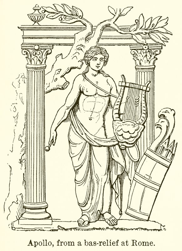Apollo, fra et bas-relief i Rom af English School