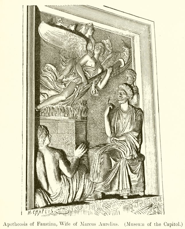 Apoteose af Faustina, kone til Marcus Aurelius. (Museum of Capitol) af English School