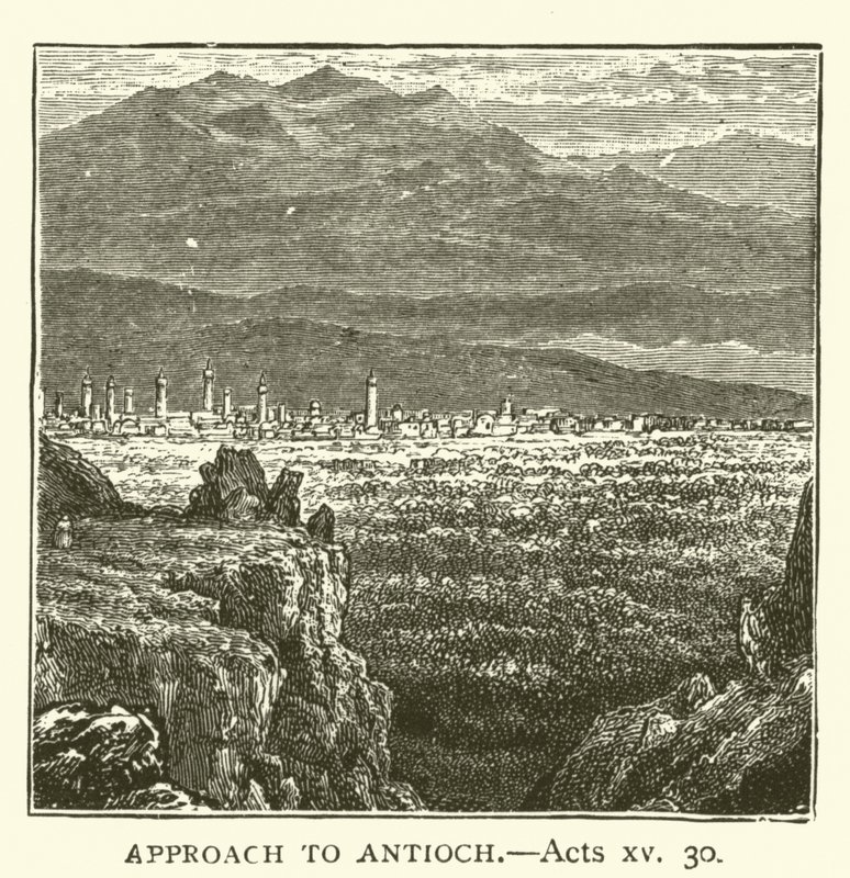 Tilnærmelse til Antiokia, Apostelgerninger, xv, 30 (gravering) af English School