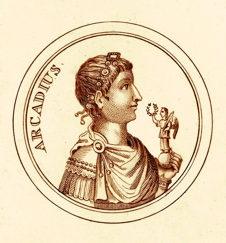Arcadius, illustration fra The Universal Historical Dictionary af George Crabb, udgivet 1825 (digitalt forbedret billede) af English School