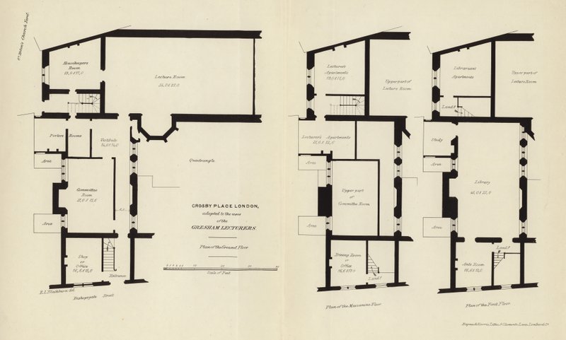 Arkitektoniske planer for Crosby Place af English School