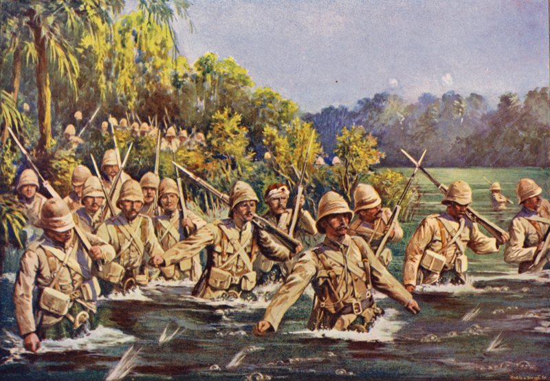 Argyll and Sutherland Highlanders krydser Modder-floden af English School
