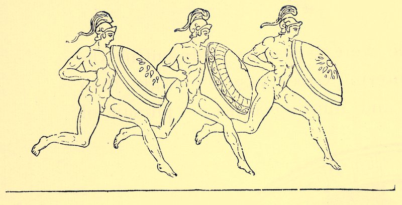 Armed Race, illustration fra History of Greece af Victor Duruy, 1890 (digitalt forbedret billede) af English School