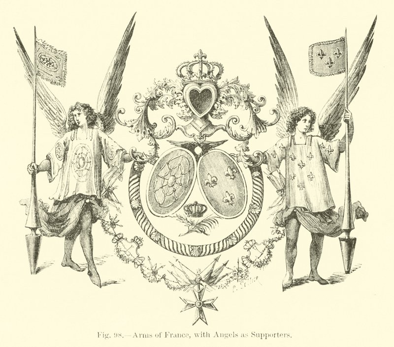 Arms of France, med engle som tilhængere af English School