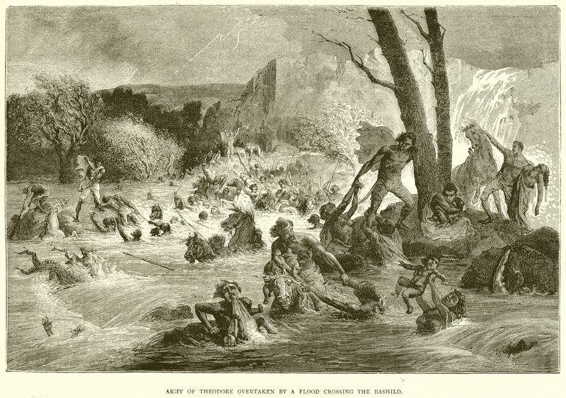 Army of Theodore overhalet af en oversvømmelse, der krydser Bashilo af English School