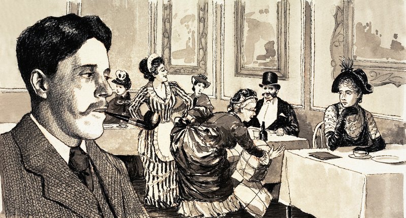 Arnold Bennett blev inspireret til at skrive The Old Wives" Tale, da han observerede en stor dame på en restaurant af English School