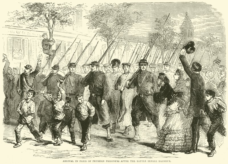 Ankomst til Paris af preussiske fanger efter slaget før Bagneux, oktober 1870 af English School