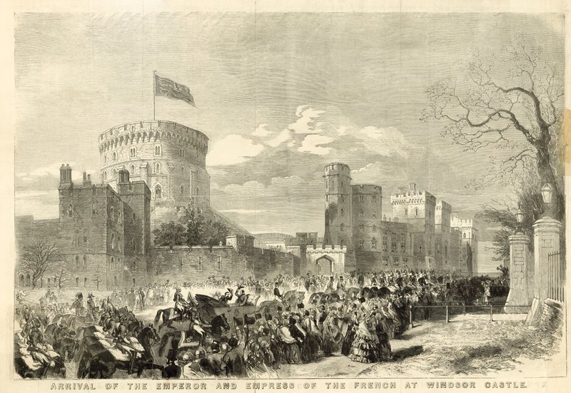 Ankomst af franskmændenes kejser og kejserinde til Windsor Castle af English School