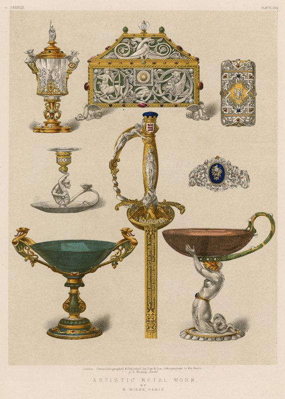 Kunstnerisk metalværk af M Wiese, Paris af English School