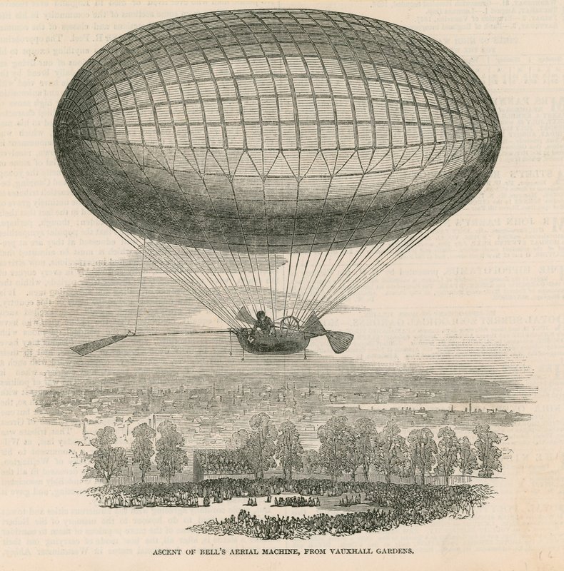 Ascent of Bells antennemaskine fra Vauxhall Gardens, London af English School