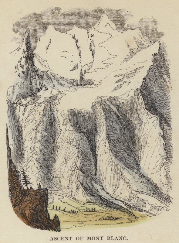 Ascent of Mont Blanc (farvet gravering) af English School