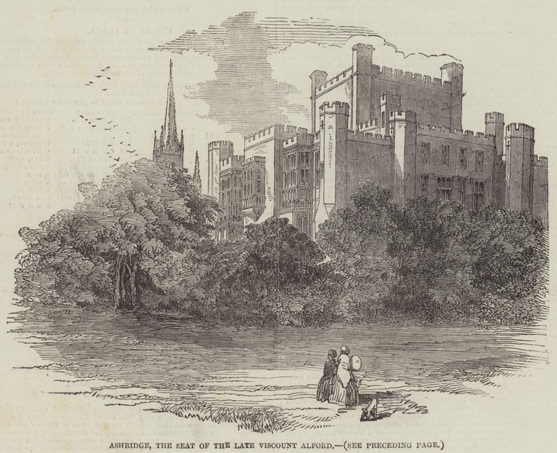 Ashridge, sæde for den afdøde Viscount Alford (gravering) af English School