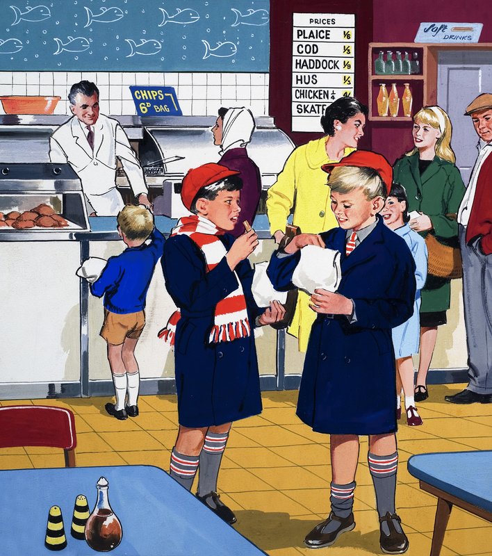 I Fish & Chips butikken af English School