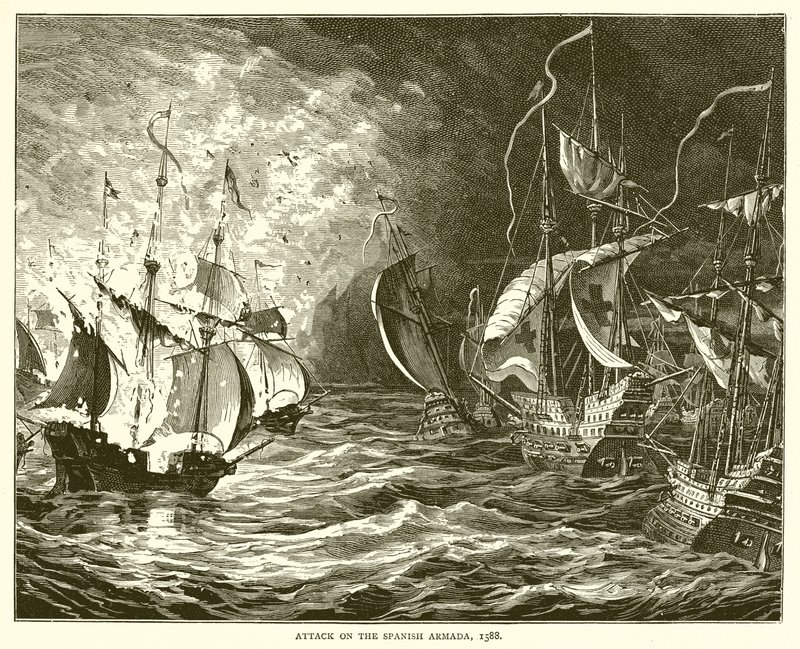 Angreb på den spanske armada, 1588 af English School