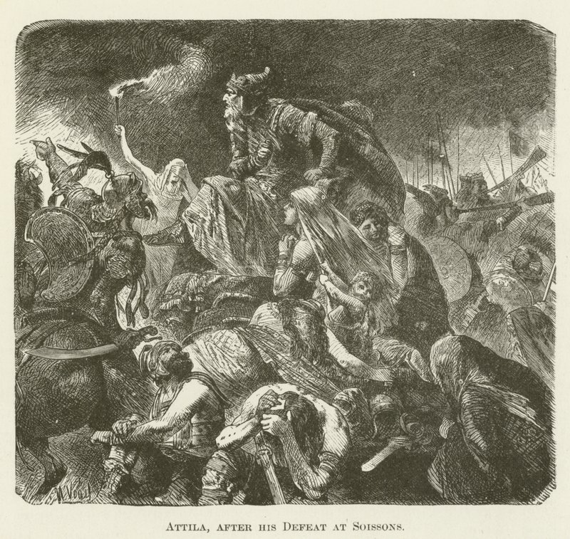 Attila, efter hans Nederlag ved Soissons af English School