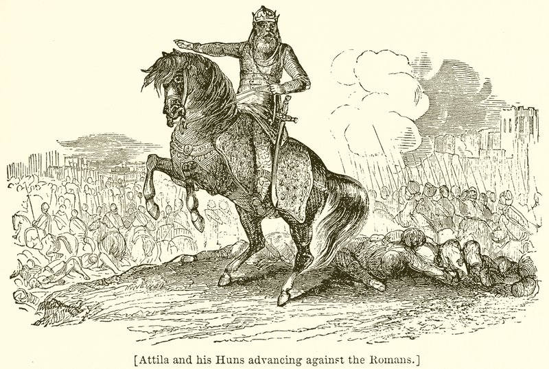 Attila og hans Hunner rykker frem mod romerne af English School