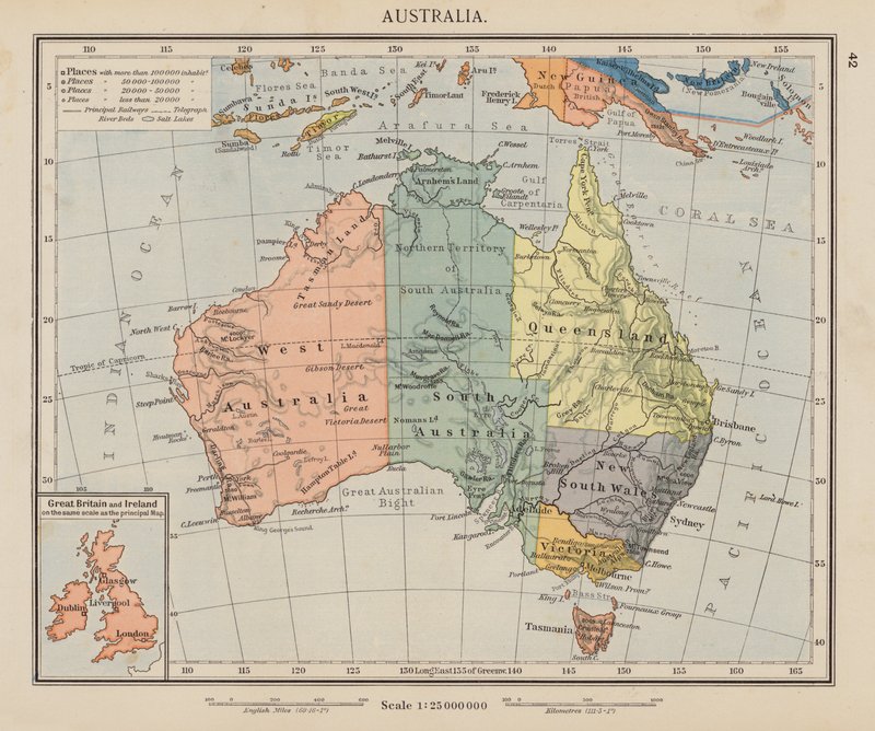 Australien (farvelitografi) af English School