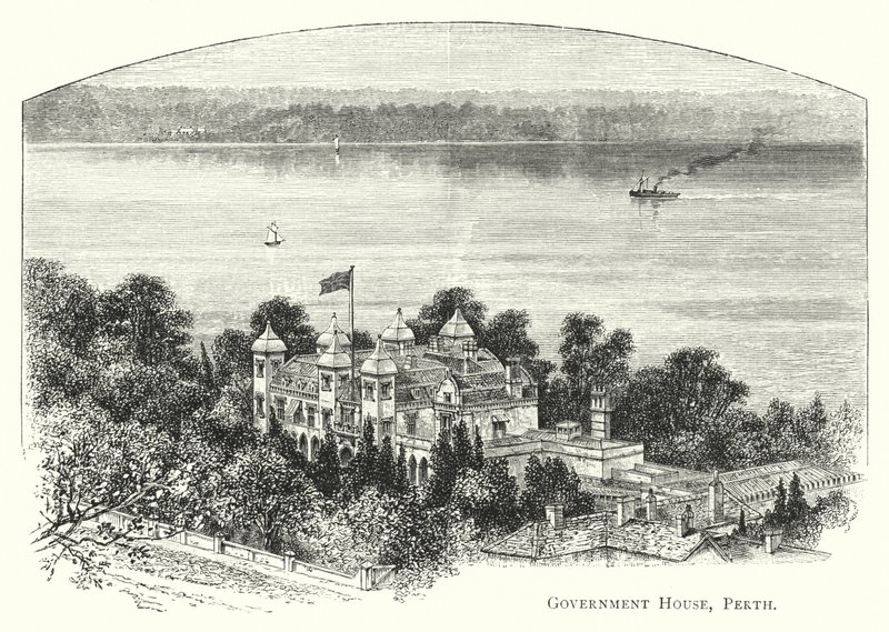 Australien: Government House, Perth (gravering) af English School