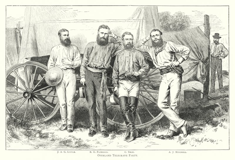 Australien: Overland Telegraph Party (gravering) af English School