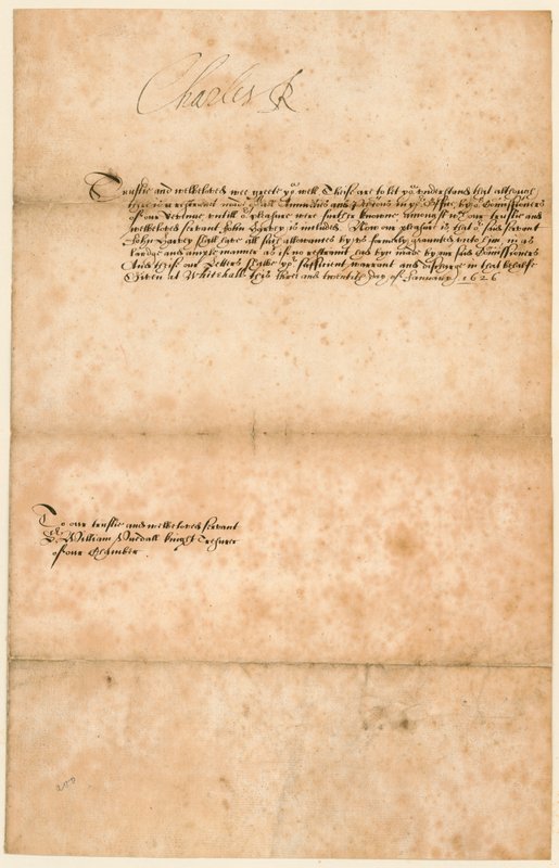 Autograf af kong Charles I af English School