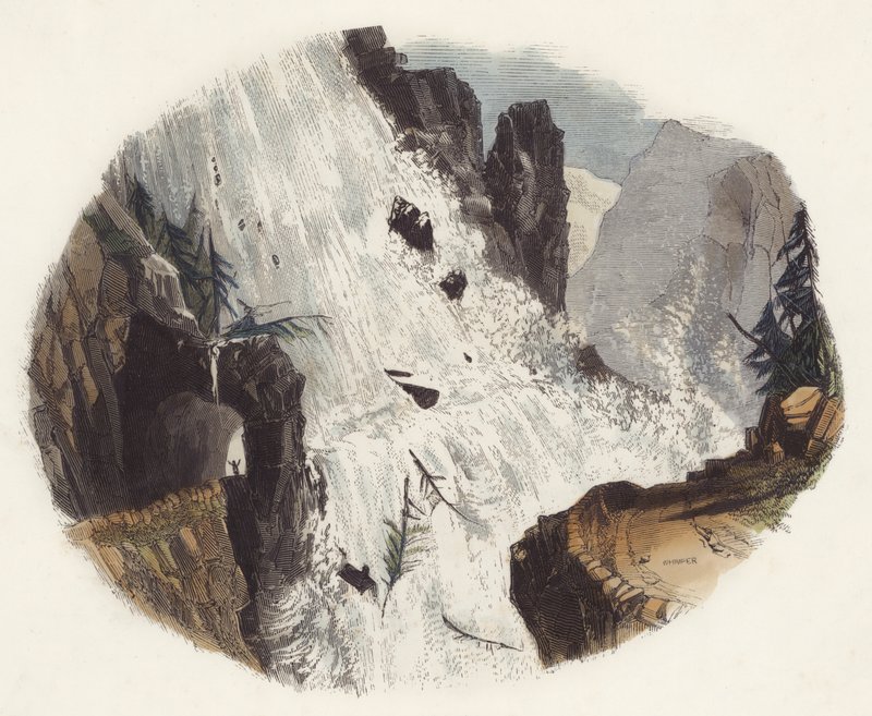 Laviner (farvet gravering) af English School