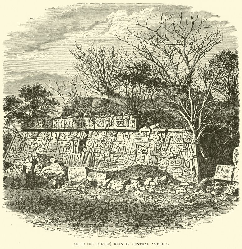 Aztec (eller Toltec) ruin i Mellemamerika af English School