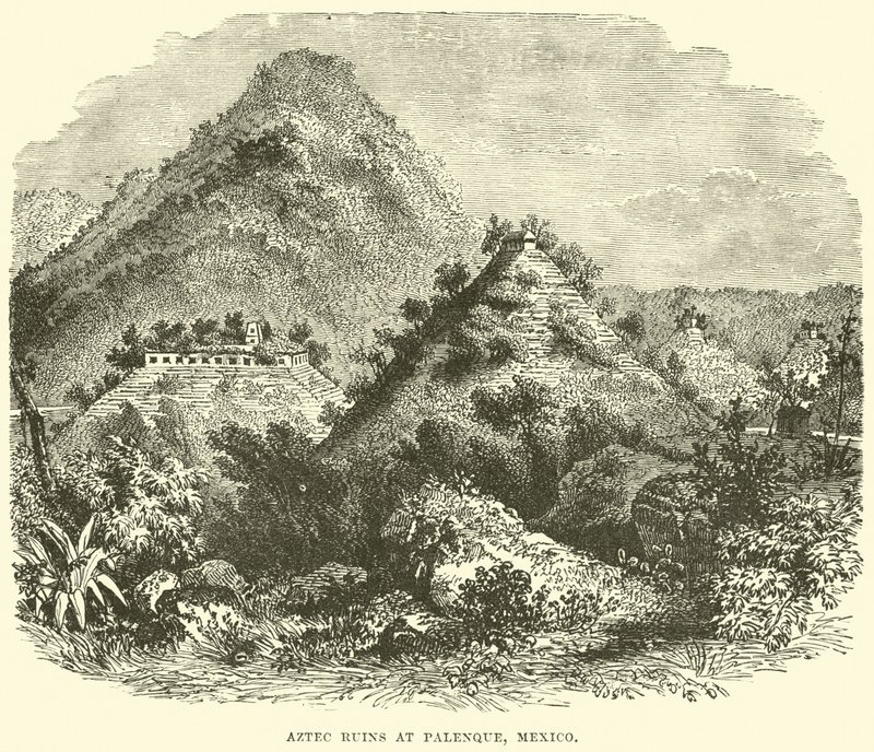 Aztec-ruinerne ved Palenque, Mexico af English School