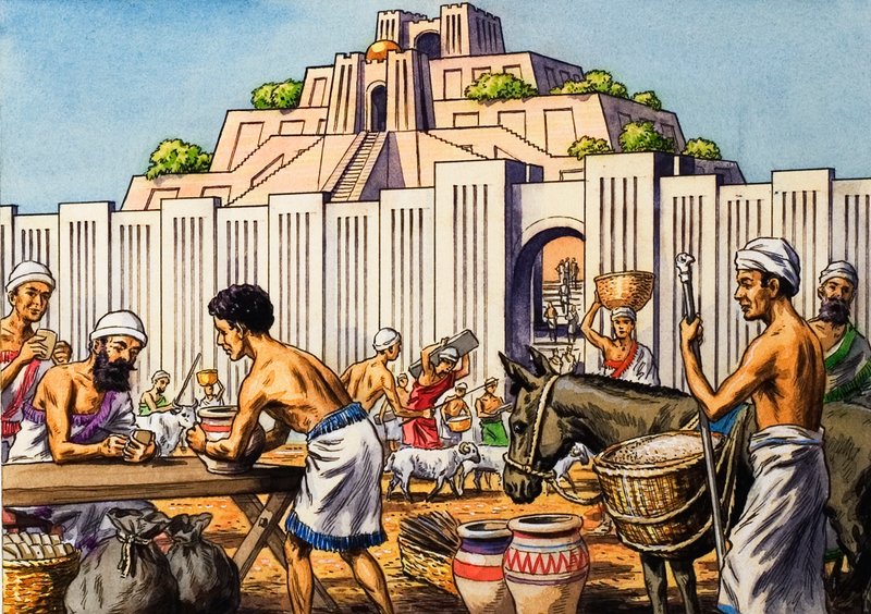 Den aztekiske by Tenochtitlan af English School
