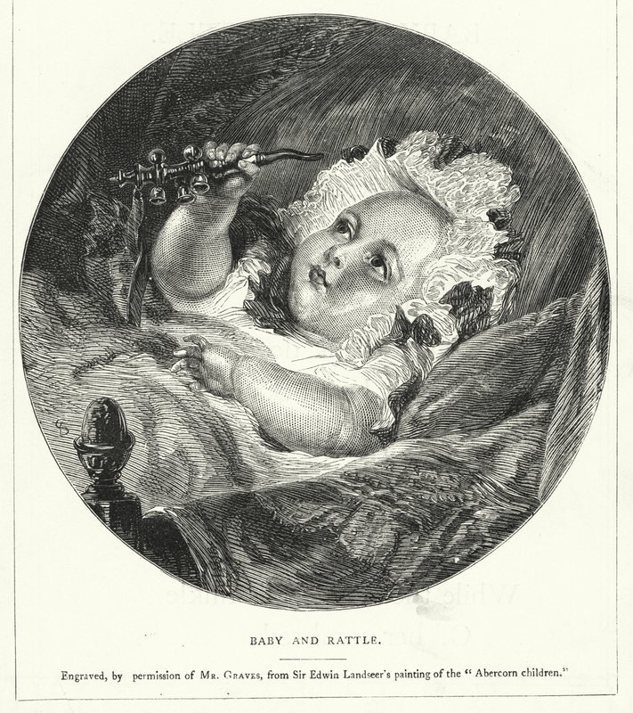 Baby og rangle (gravering) af English School