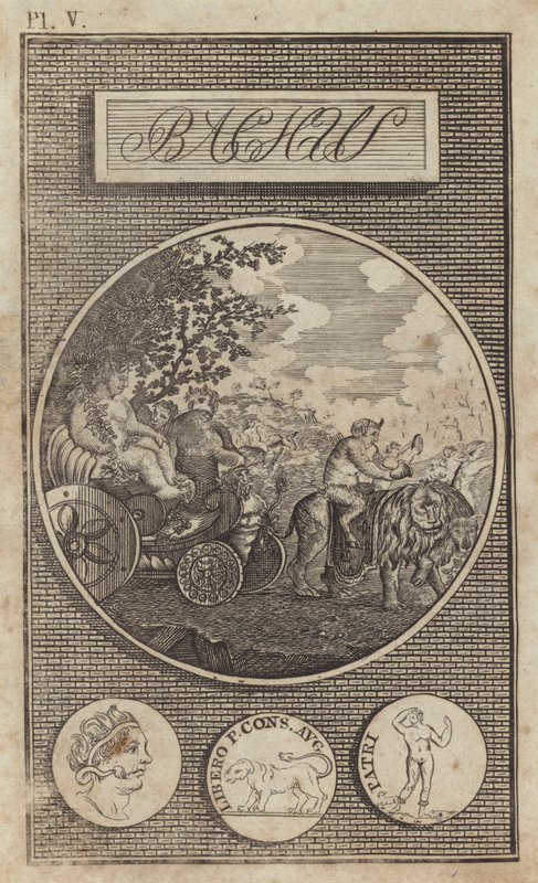 Bacchus, gammel romersk vingud (gravering) af English School